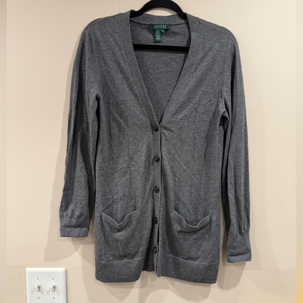 🔥Ralph Lauren Women’s Gray Button-Up Cardigan Size M EUC🔥